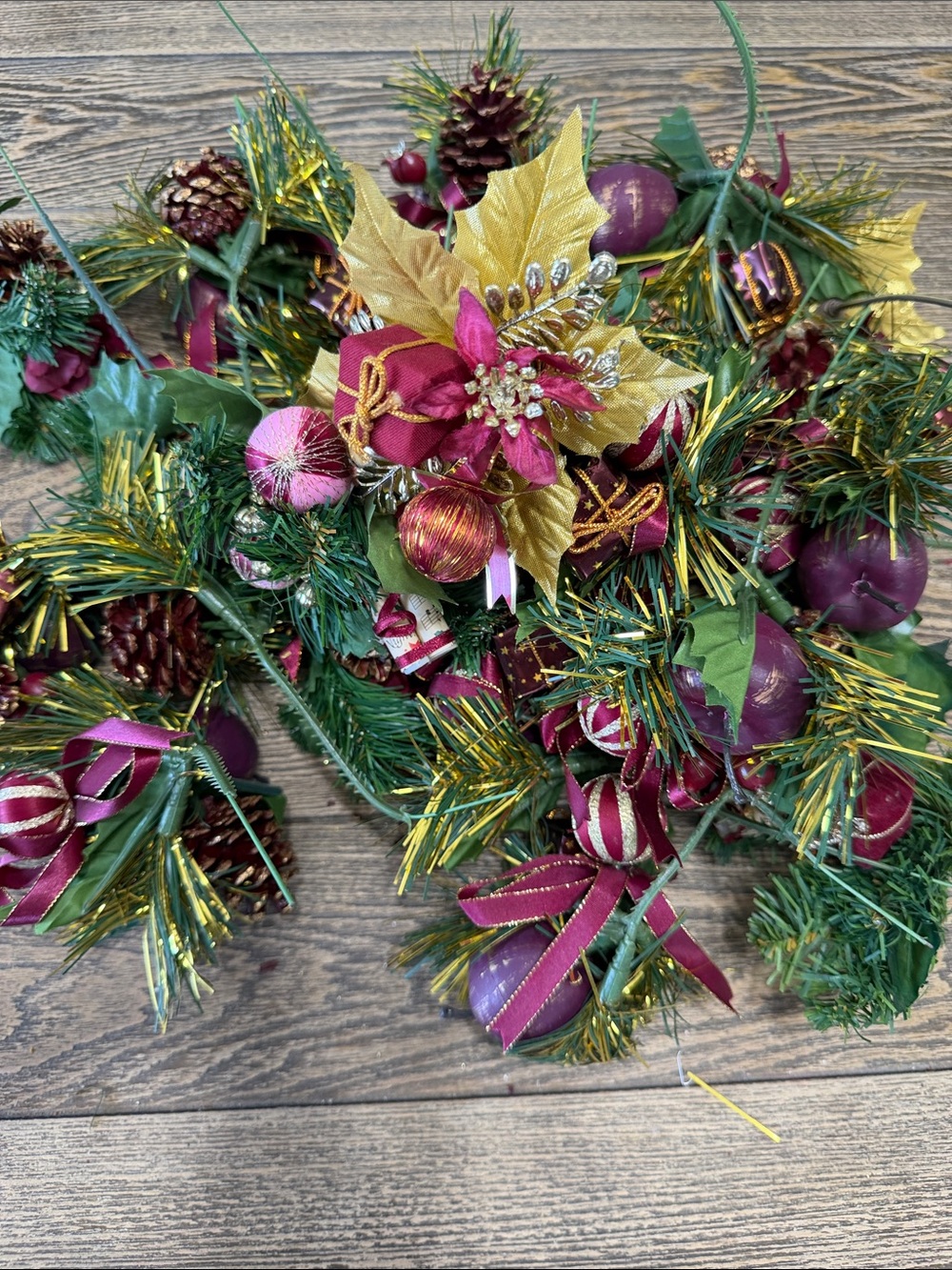 VTG Large lot of Burgundy and Gold Holiday Craft Pieces Perfect for Centerpieces